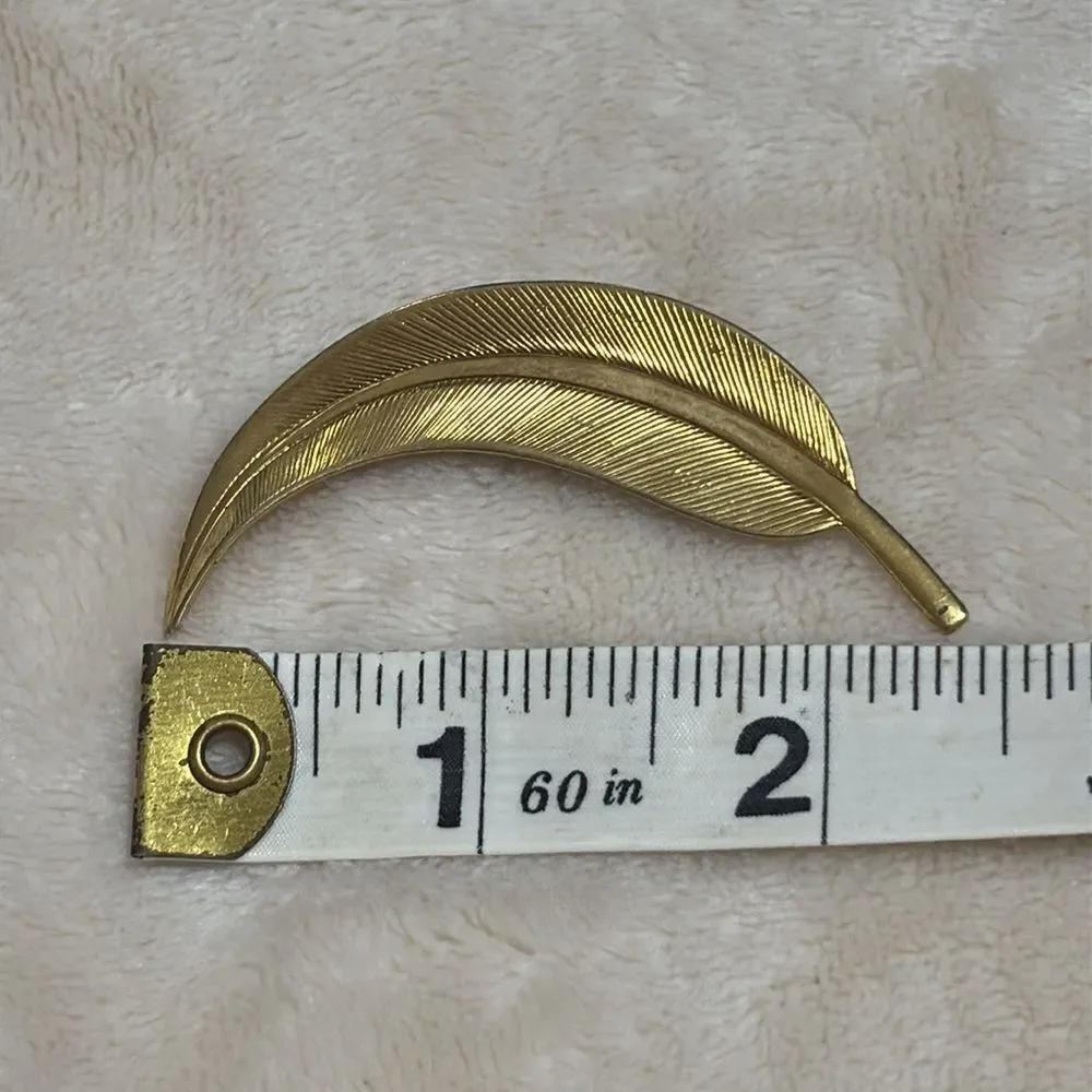 Gold Feather Brooch